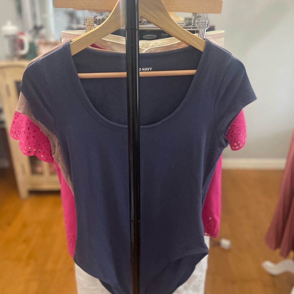 Old Navy Blue and Gray Bodysuit Top